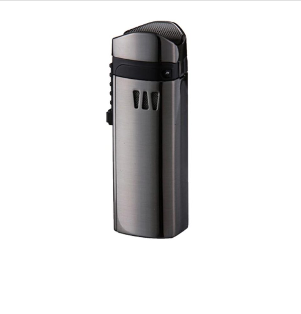Eurojet cigar lighter - Gun Metal Tripple Jet Flame w Cigar Rest & Punch