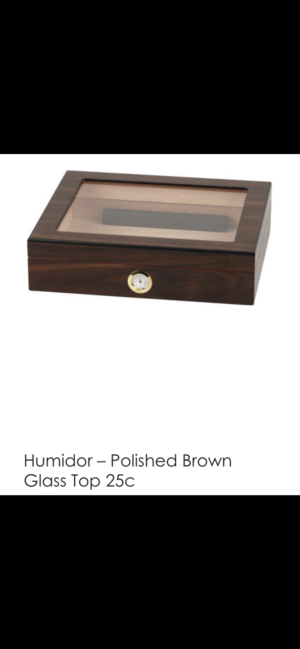 Humidor - Polished Brown Glass Top 25c